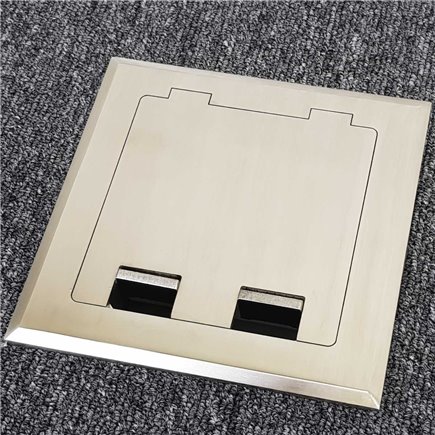 Floor Outlet Box 1 Standard GPO ( 2 x USB charge) Stainless Steel Flush lid 145 Series