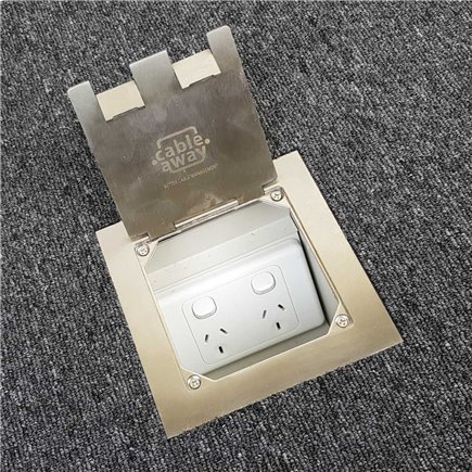 Floor Outlet Box 1 Standard GPO Stainless Steel Flush Square Edge  145 Series