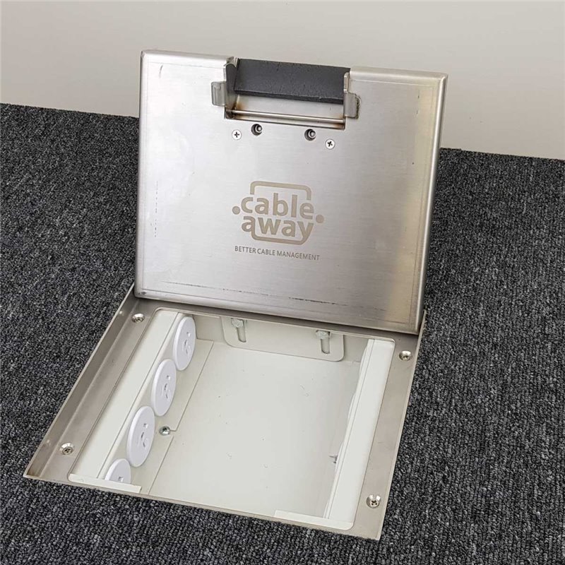 2 Power 4 Data Shallow Stainless Steel 19mm Recessed lid Floor Outlet Box