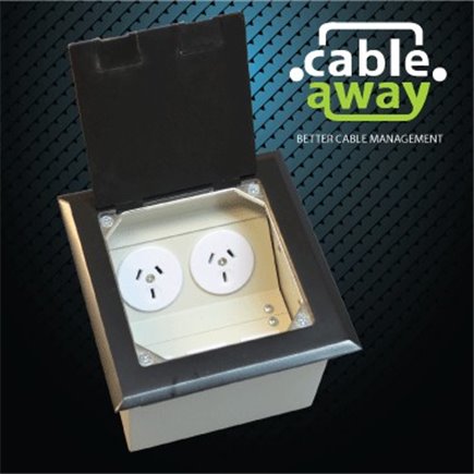 Floor Outlet Box 2 Power Stainless Steel Black Flush 145 Series