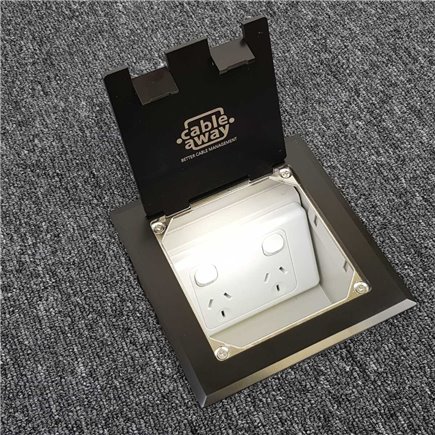 Floor Outlet Box 1 Standard GPO Stainless Steel Black Flush 145 Series