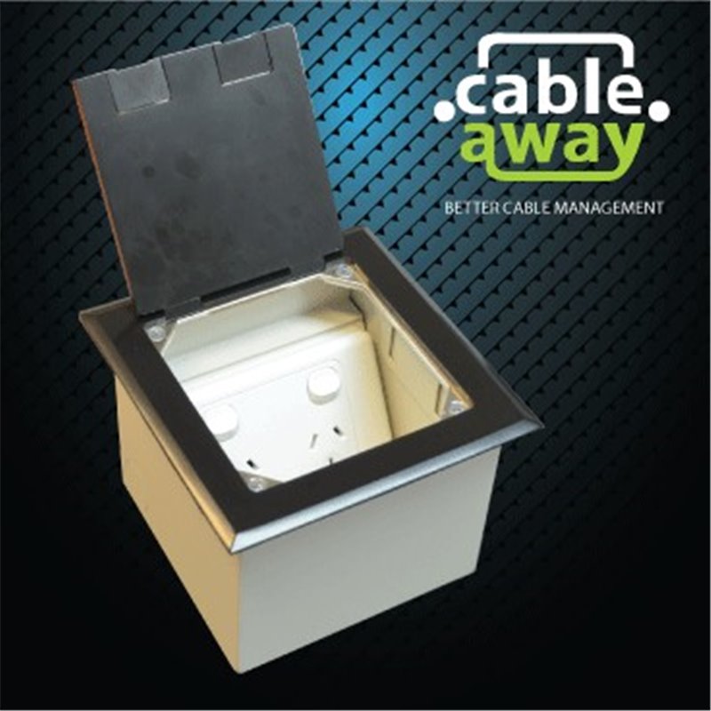 Floor Outlet Box 1 Standard GPO Stainless Steel Black Flush 145 Series