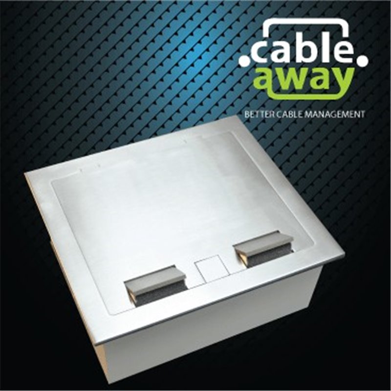 2 Power 4 Data Stainless Steel Square Edge Flush Floor Outlet Box