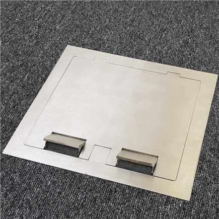 4 Power 4 Data Stainless Steel Square Edge Flush Floor Outlet Box