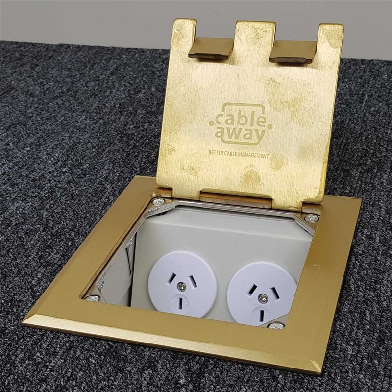 Shallow Floor Outlet Box 2 Power Brass Flush 145 Series