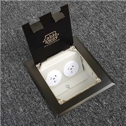 Shallow Floor Outlet Box 2 Power Stainless Steel Black Flush 145 Series