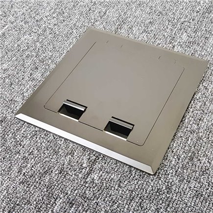 Shallow Floor Outlet Box 2 Power Stainless Steel Black Flush 145 Series
