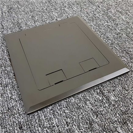 Shallow Floor Outlet Box 2 Power Stainless Steel Black Flush 145 Series