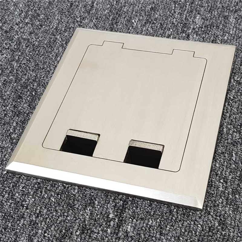 Shallow Floor Outlet Box 2 Power Stainless Steel Flush 145 Series
