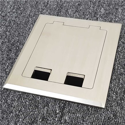 Shallow Floor Outlet Box 2 Power Stainless Steel Flush 145 Series