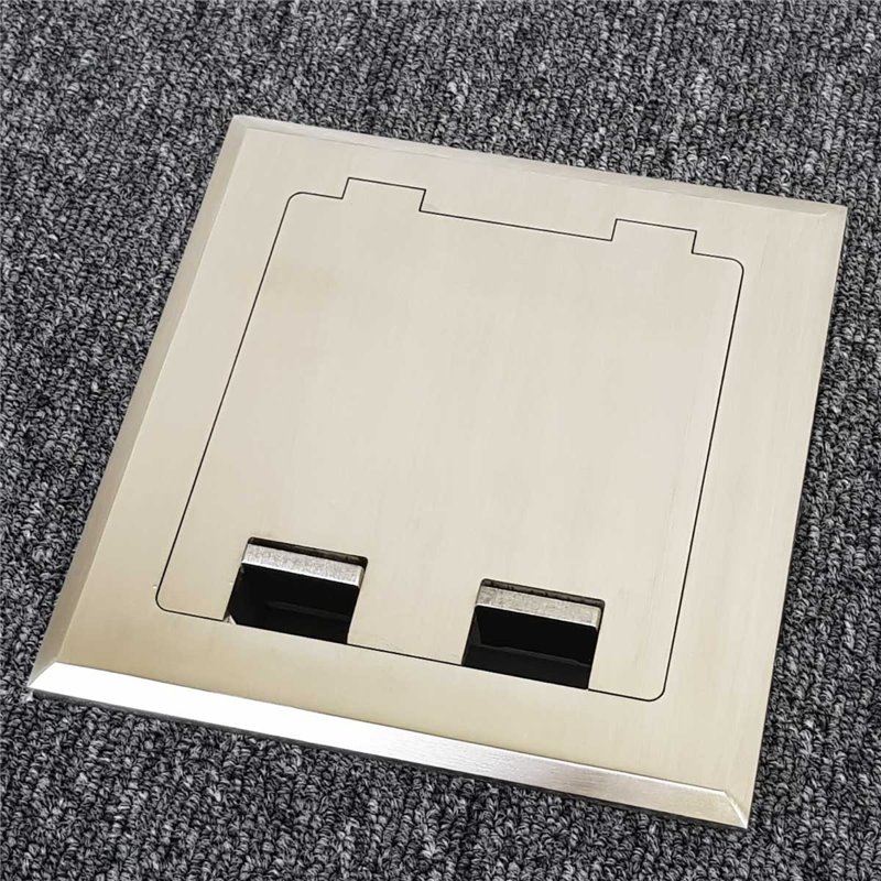 Shallow Floor Outlet Box 2 Power Stainless Steel Flush 145 Series
