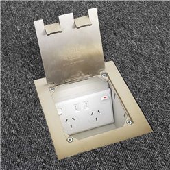 Floor Outlet Box 1 Standard Outlet USB Stainless Steel Flush Square Edge 145 Series
