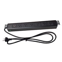 Horizontal Power Rail 6 x 10amp GPO 1.8m Lead 15amp plug