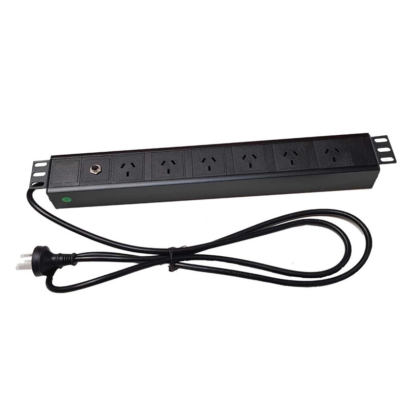 Horizontal Power Rail 6 x 10amp GPO 1.8m Lead 15amp plug