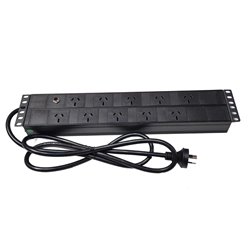 Horizontal Power Rail 10 x 10amp GPO 1.8m Lead 10amp 3pin plug