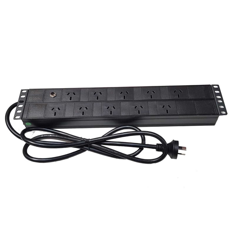 Horizontal Power Rail 10 x 10amp GPO 1.8m Lead 10amp 3pin plug