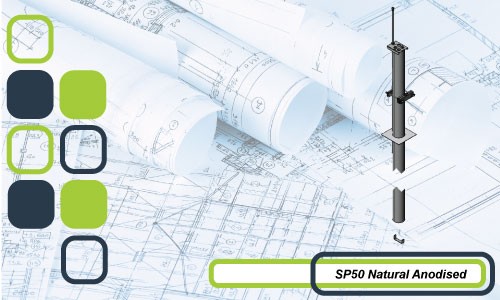 SP50 SERIES ROUNS SERVICE COLUMN NATURAL ANODISED