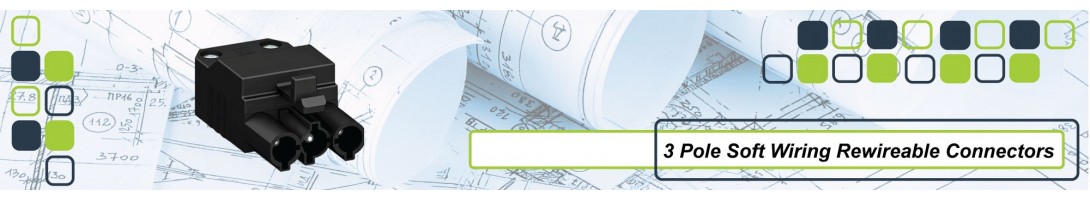 3 Pole Soft Wiring Re Wire Able Connectors (Screw in Terminal)