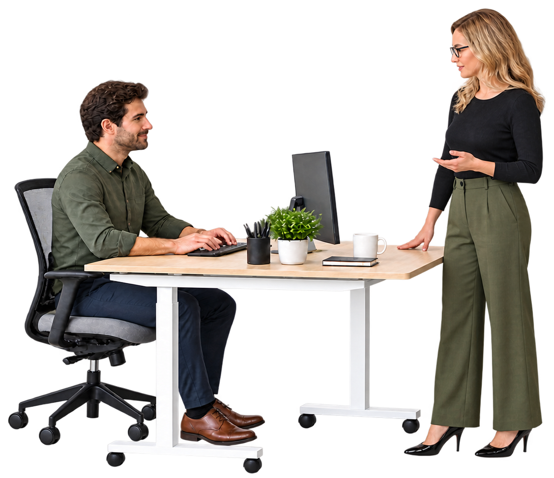 Office desk set-up with power and data